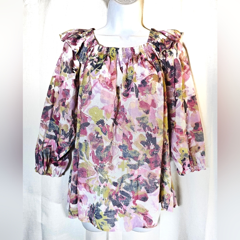 3/$20 Zac & Rachel L Abstract Floral Top